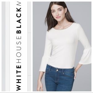 WHBM White House Black Market BALL-CHAIN THREE-QUARTER TEE Blouse Top Shirt
